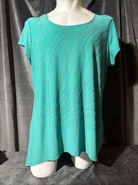 Embellished Teal Short Sleeve Women's Tee
